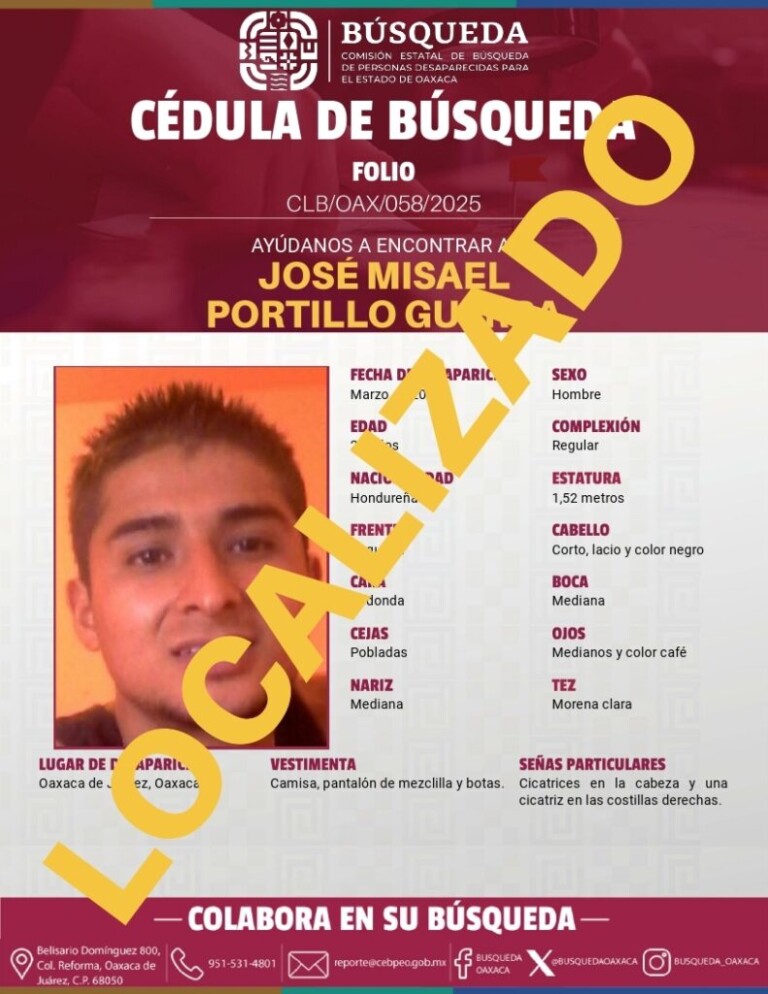 calizan con vida a ciudadano hondureño desaparecido desde 2018 en Oaxaca