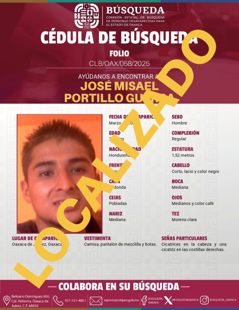 calizan con vida a ciudadano hondureño desaparecido desde 2018 en Oaxaca