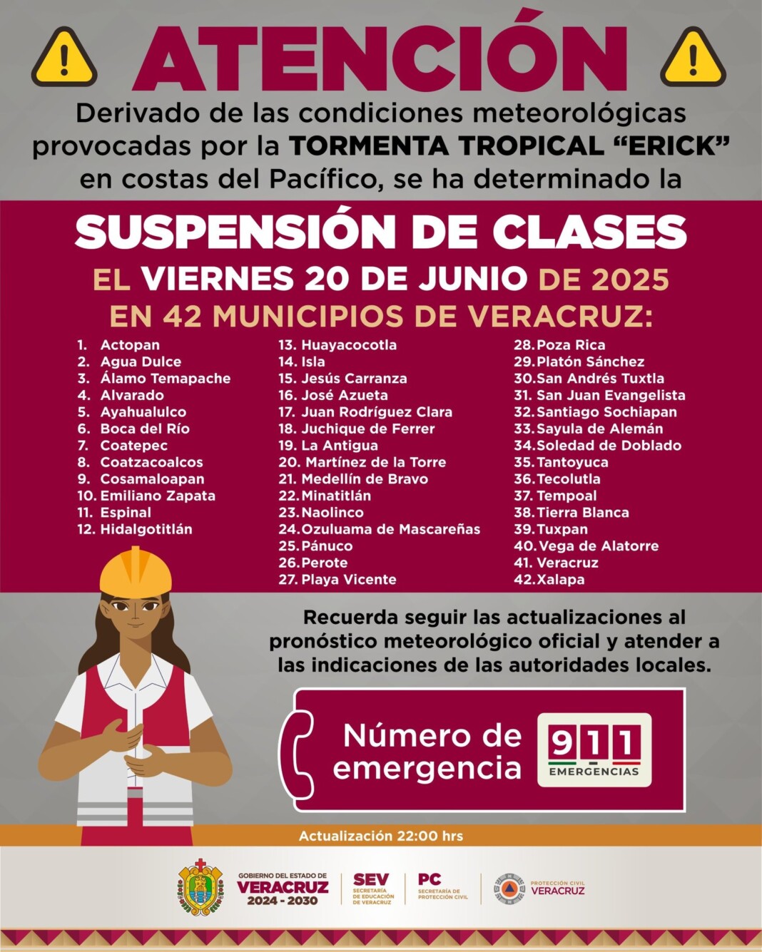 Suspenden clases en Veracruz debido a las fuertes lluvias