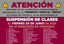 Suspenden clases en Veracruz debido a las fuertes lluvias