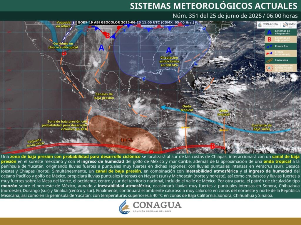 Vigilan zona de baja presión en el Pacífico; tiene potencial de convertirse en ciclón tropical 'Flossie'
