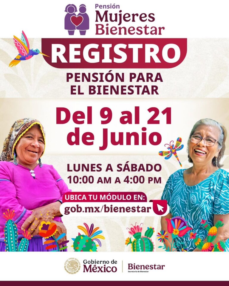 Últimos días para registrarse en la “Pensión Mujeres Bienestar”