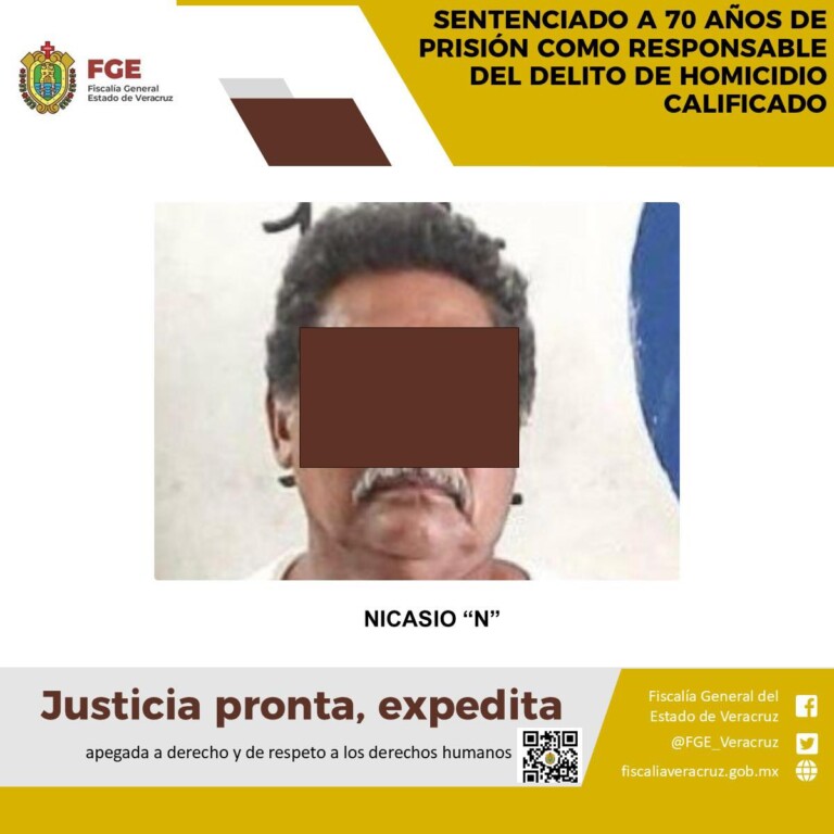 Dictan 70 años de prisión por homicidio en Tres Valles