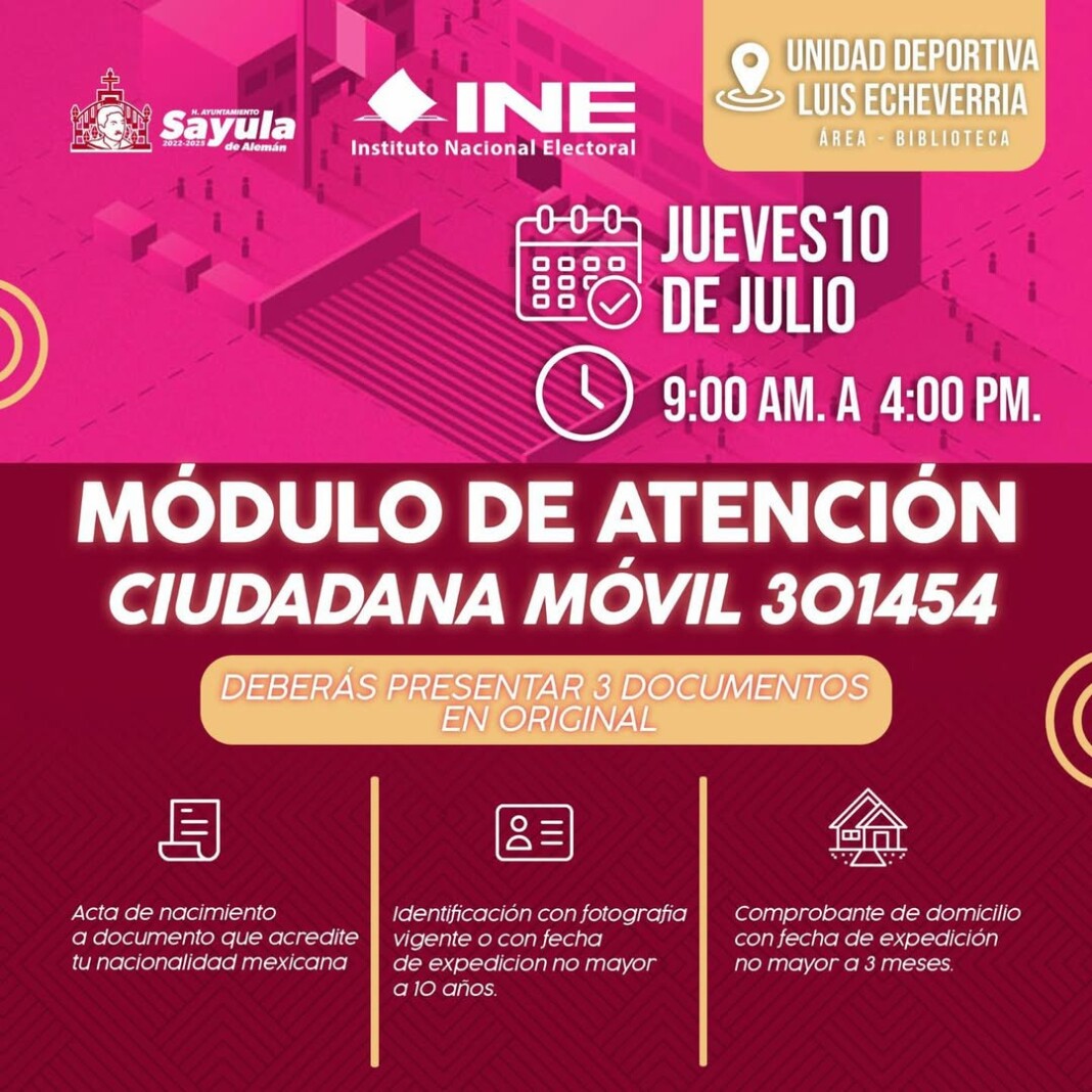 Llega el INE a Sayula con módulo móvil para trámites de credencial
