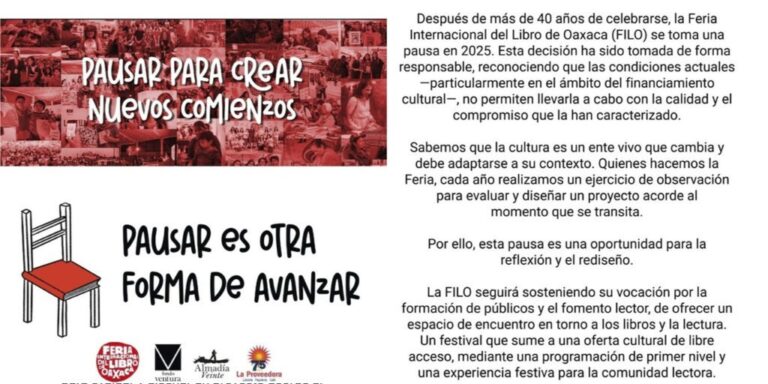 No se realizará la Feria Internacional del Libro de Oaxaca... ¡por primera vez en 44 años!