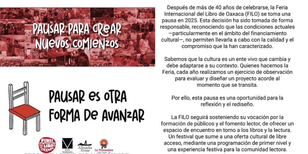 No se realizará la Feria Internacional del Libro de Oaxaca... ¡por primera vez en 44 años!