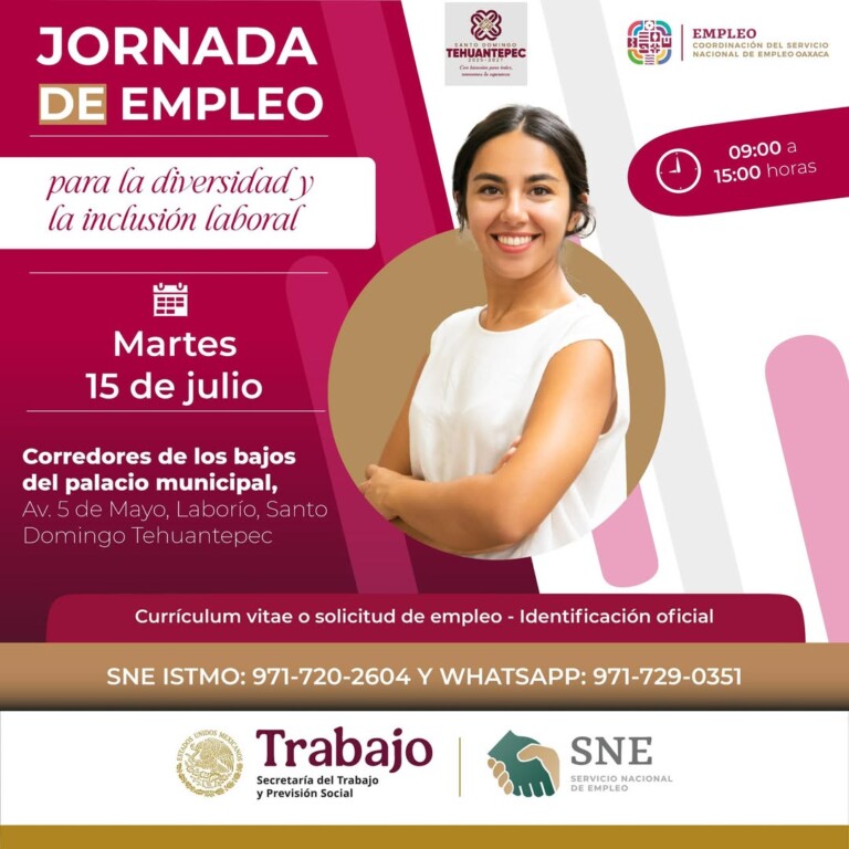 Hay nuevas vacantes laborales en Tehuantepec