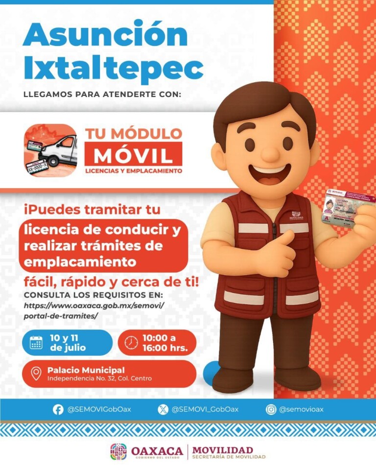 El módulo móvil de SEMOVI llega finalmente a Ixtaltepec