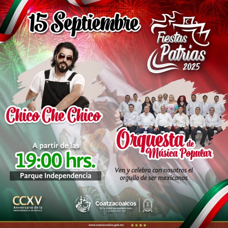 Música y fiesta este 15 de septiembre en Coatzacoalcos