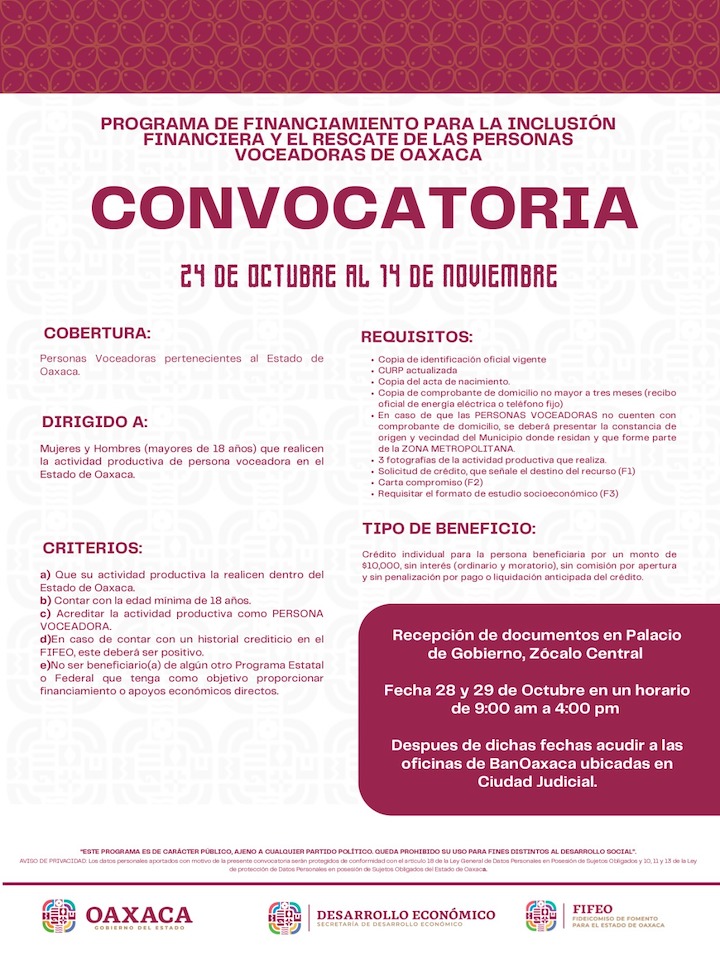 Convocan a personas voceadoras para que accedan a financiamientos