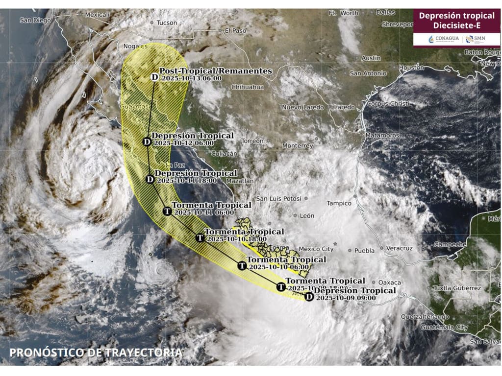 Se forma la Depresión Tropical Deicisiete-E frente a Guerrero