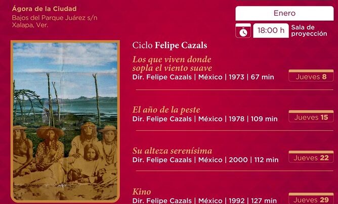 Invitan a disfrutar del ciclo de cine en honor a Felipe Cazals en el Ágora de Xalapa