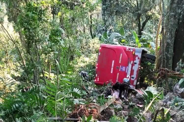 Se desbarranca un autobús de pasajeros en Naranjal, Veracruz