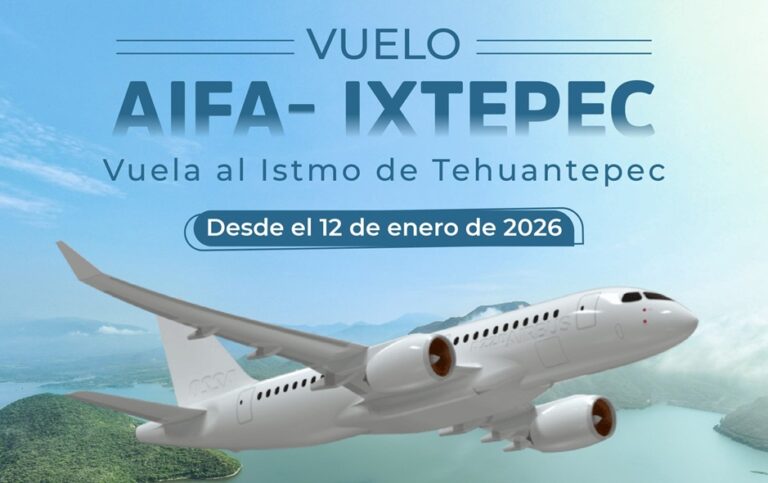 Vuelo Ixtepec–AIFA estrena horario vespertino