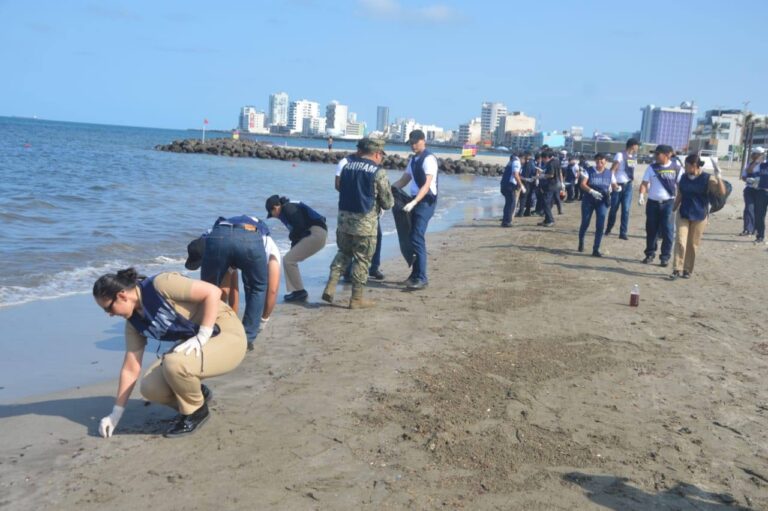 Despliegan a más de 2 mil 400 elementos para atender el derrame de hidrocarburos en el Golfo de México