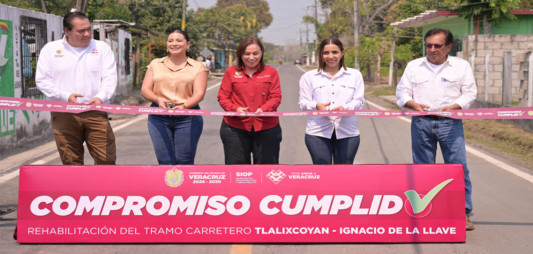 Rocío Nahle rehabilita carreteras en la Mixtequilla y Tlalixcoyan