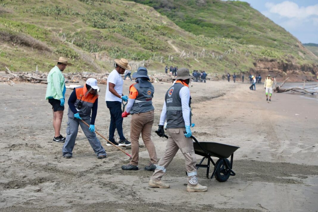 Brigadas de saneamiento atienden 3.5 kms de litoral en Alvarado