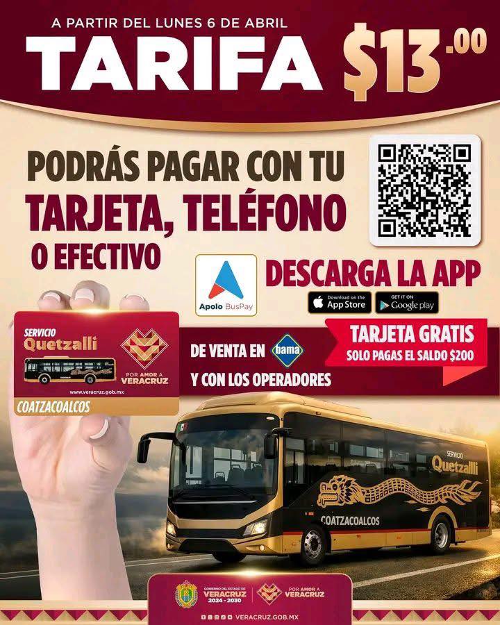 Quetzalli inicia cobro en Coatzacoalcos