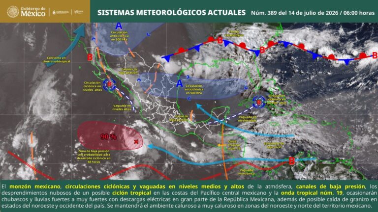 Alerta en Oaxaca por tormentas eléctricas, rachas de viento y mar de fondo