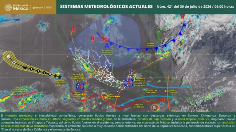 Onda tropical 22 provocará lluvias fuertes e intensas en Oaxaca