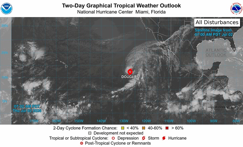 Se forma la tormenta tropical Douglas en el Pacífico