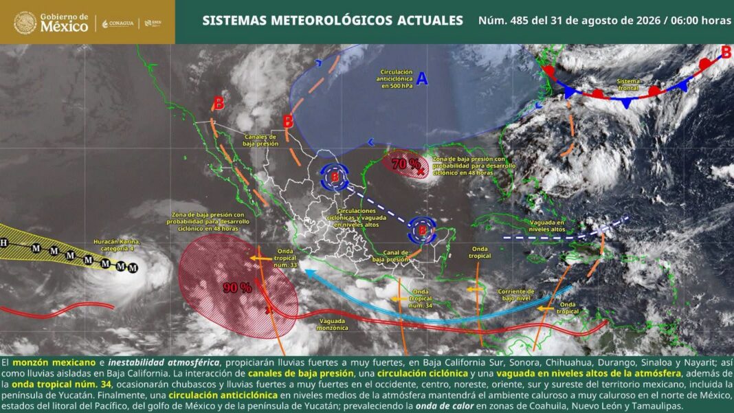 Onda tropical 34 provocará lluvias fuertes, tormentas eléctricas y alto oleaje en Oaxaca