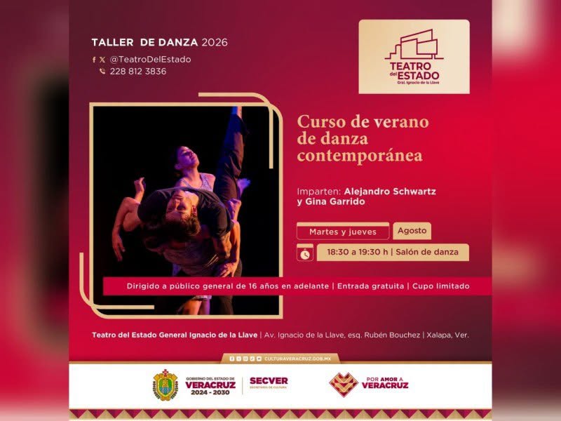 SECVER abre convocatoria para el Curso de Verano de Danza Contemporánea en el Teatro del Estado