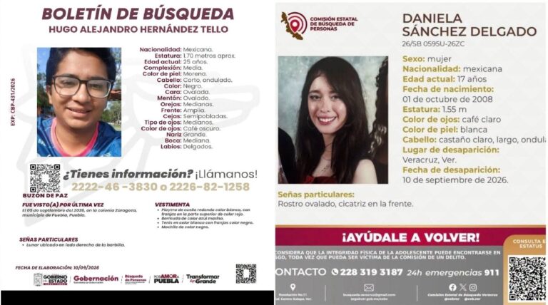 Buscan a universitarios desaparecidos en Puebla y Veracruz; son alumnos de la BUAP y de la UV
