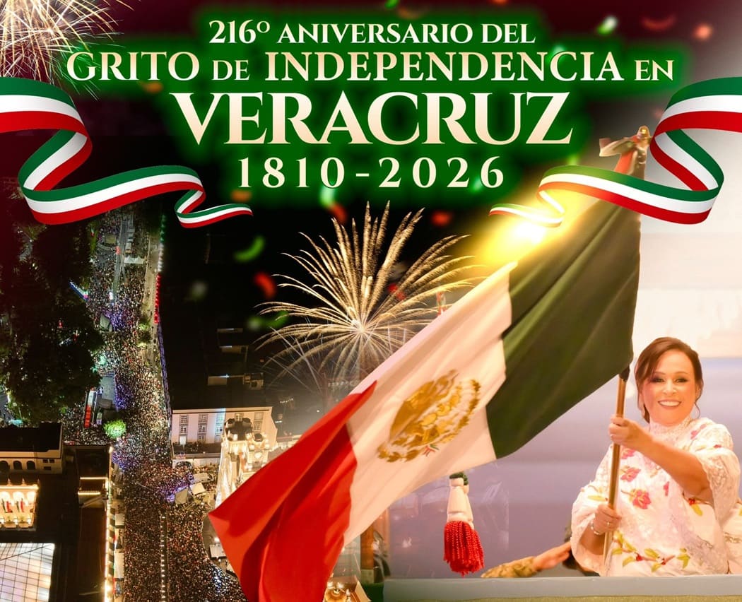 Con fervor patrio, más de 26 mil personas celebran el Grito de Independencia en Veracruz