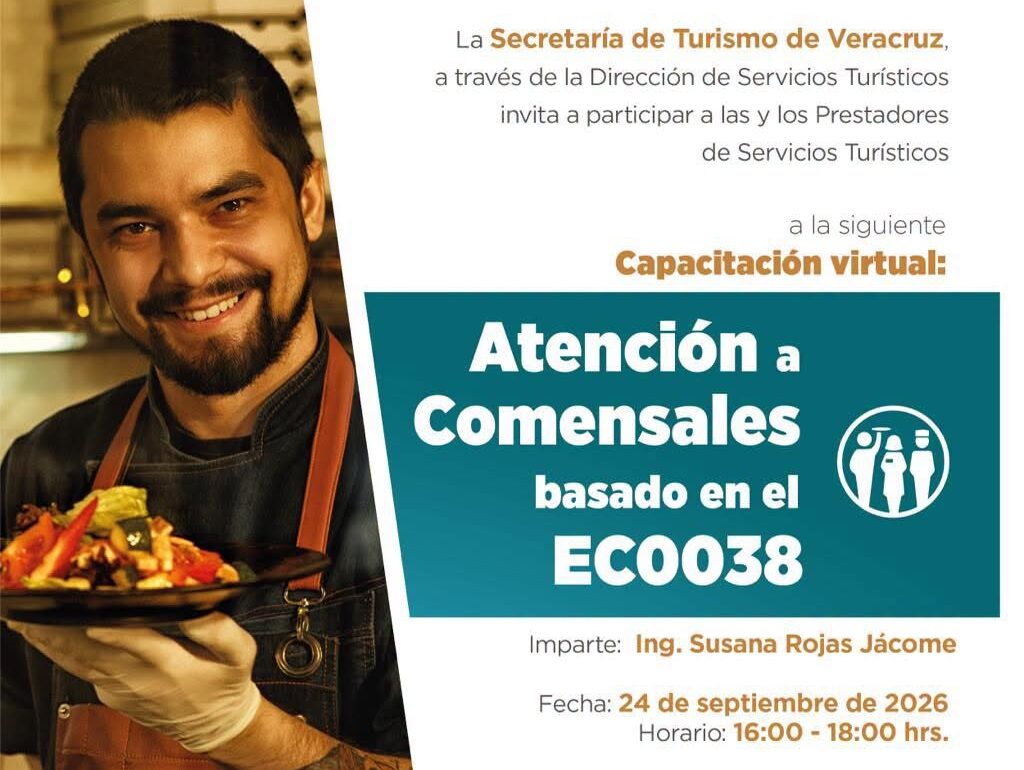 Convocan a prestadores de servicios turísticos a taller virtual de atención a comensales