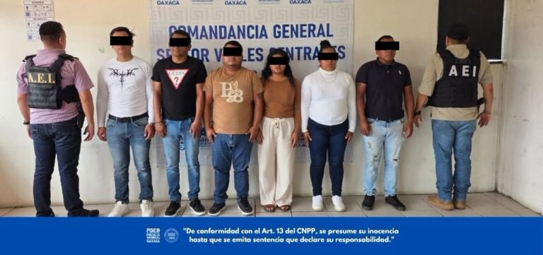 Detienen a seis por presunta extorsión y cobro de piso en Oaxaca; hay una funcionaria municipal