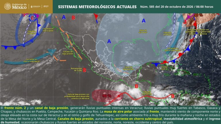 Frente frío número 2 provoca lluvias, vientos y descenso de temperatura en Oaxaca
