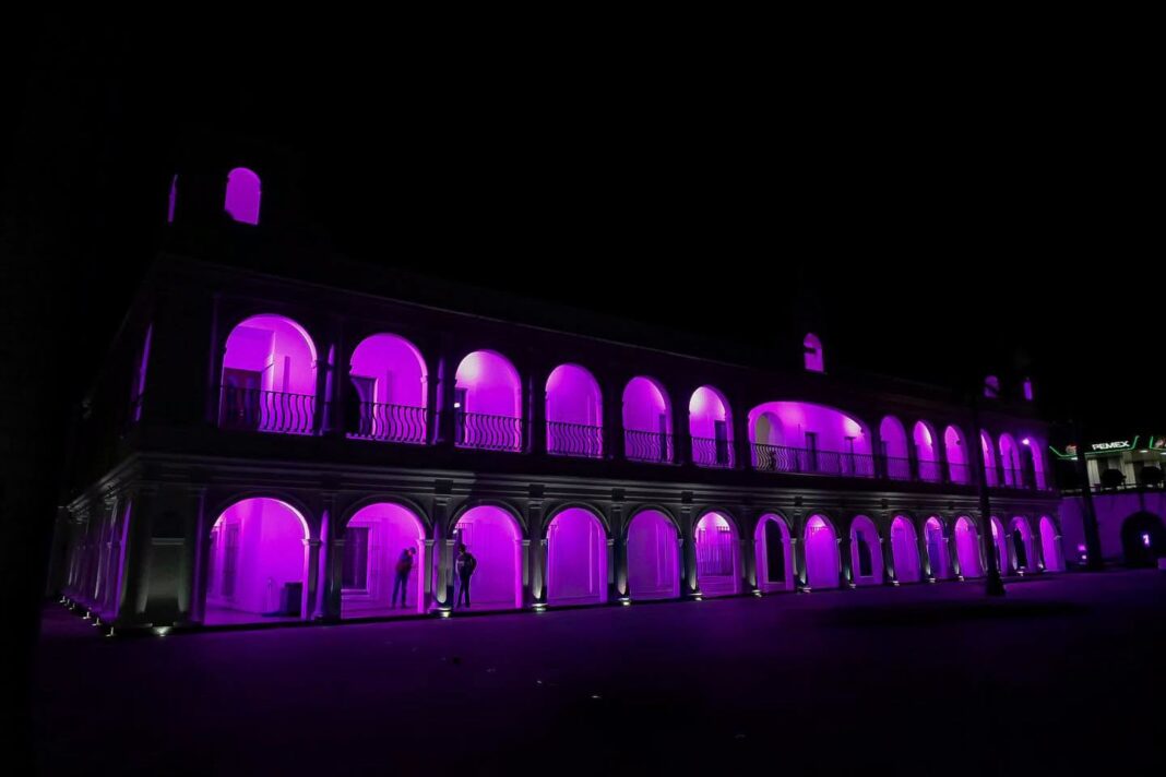 Iluminan el Palacio Municipal de Boca del Río de rosa en apoyo a la lucha contra el cáncer de mama