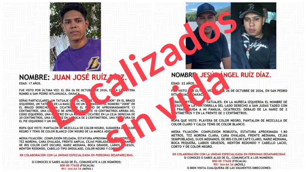 Localizan sin vida a dos hermanos reportados como desaparecidos en Oaxaca