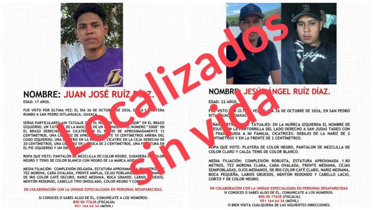 Localizan sin vida a dos hermanos reportados como desaparecidos en Oaxaca