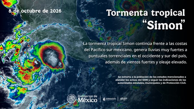 Tormenta tropical ‘Simón’ avanza cerca de Michoacán